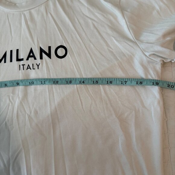 Milano Italy White Short Sleeve T-Shirt 100% Polyester Size M - Picture 5 of 5